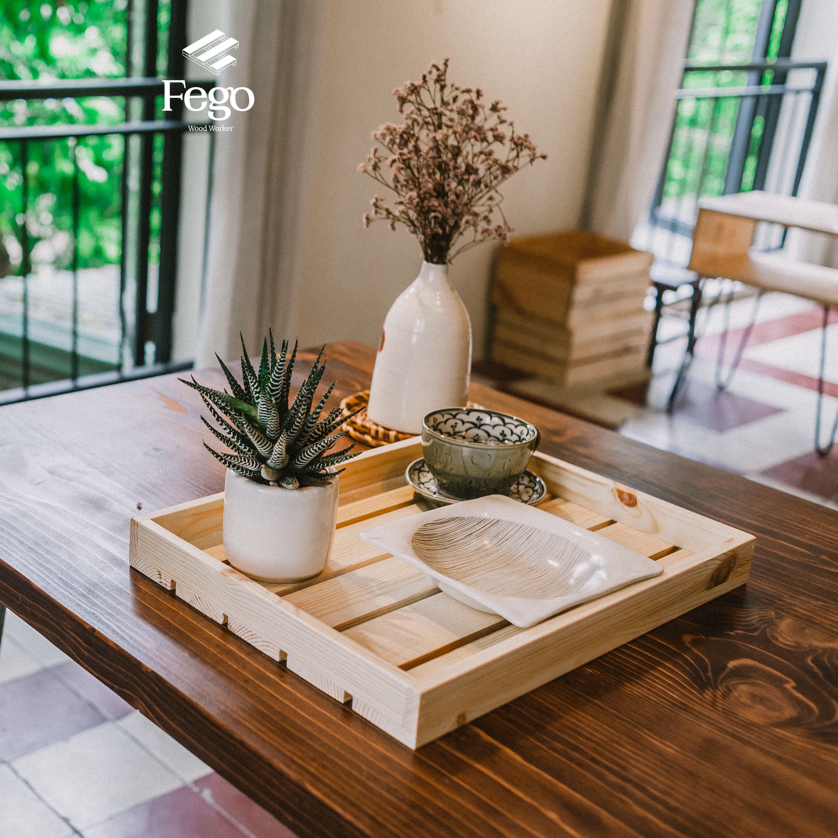 Khay gỗ pallet / Khay gỗ thông tự nhiên FEGO / Để đồ đa năng và Decor trang trí nhà cửa