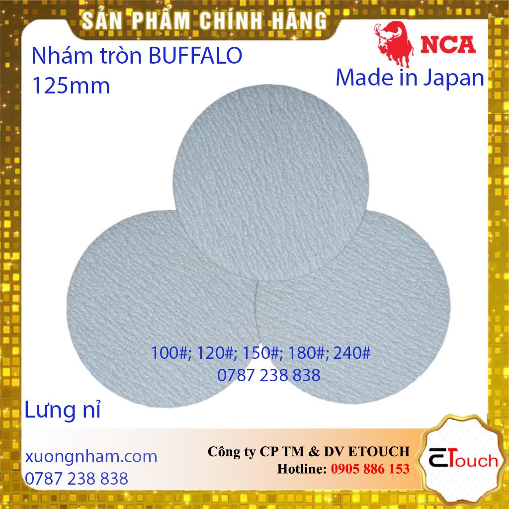 COMBO 10 Tờ Giấy nhám - Giấy nhám tròn BUFFALO Nhật Bản 125mm lưng nỉ
