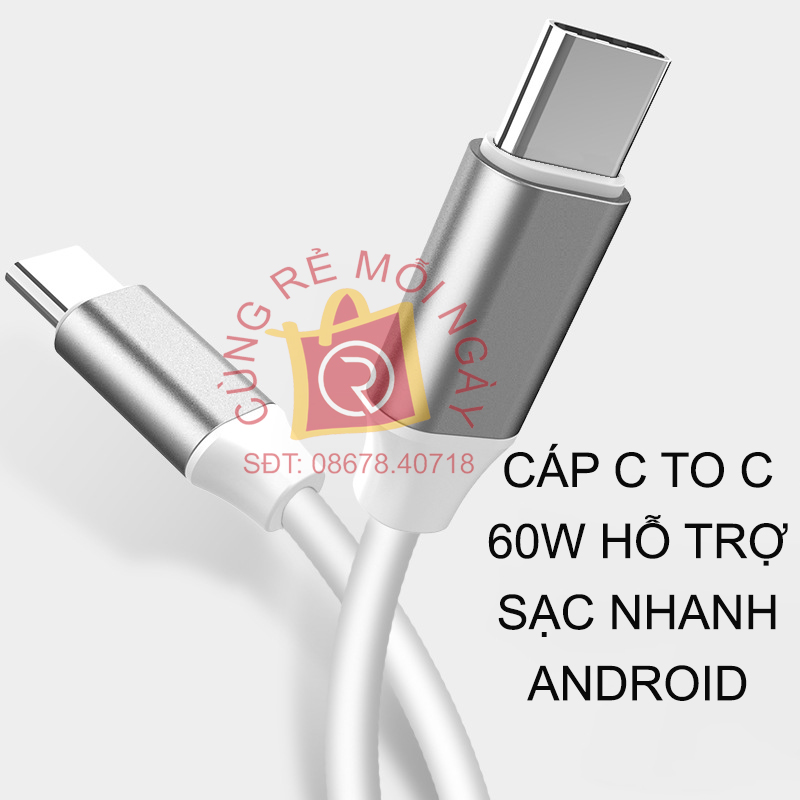 Cáp dữ liệu Type C sạc nhanh PD 60W cáp dữ liệu C TO C hai đầu cáp dữ liệu Type-C PD sạc siêu nhanh cho android