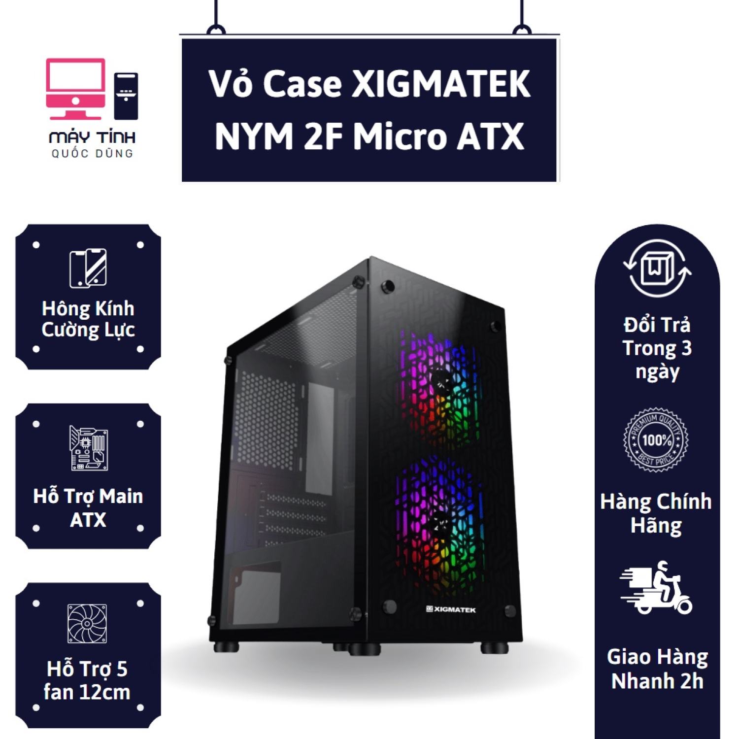 Vỏ case xigmatek nym 2f hỗ trợ main m-atx - hàng chính hãng i máy tính quốc dũng