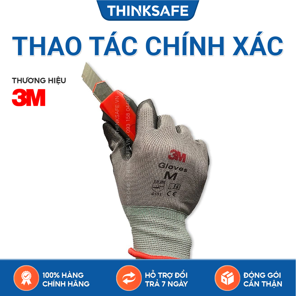Găng tay chống cắt 3M cấp độ 1 chuyên dùng thao tác cơ khí chính xác linh hoạt, co giãn, chống trơn trượt, kỹ thuật, làm vườn Thinksafe