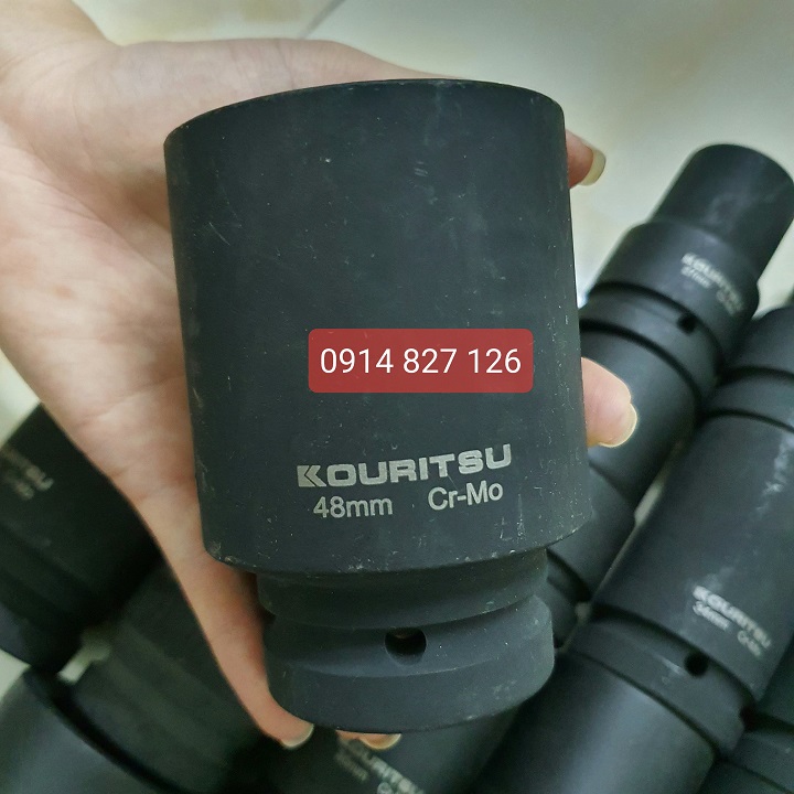 Tuýp dài đầu 1 inch Kouritsu Nhật Bản thép đen CR-Mo cao cấp đủ size 21-48mm chuyên dành cho máy bắn ốc khí nén, máy điện và pin - Khẩu vặn ốc 1 inch