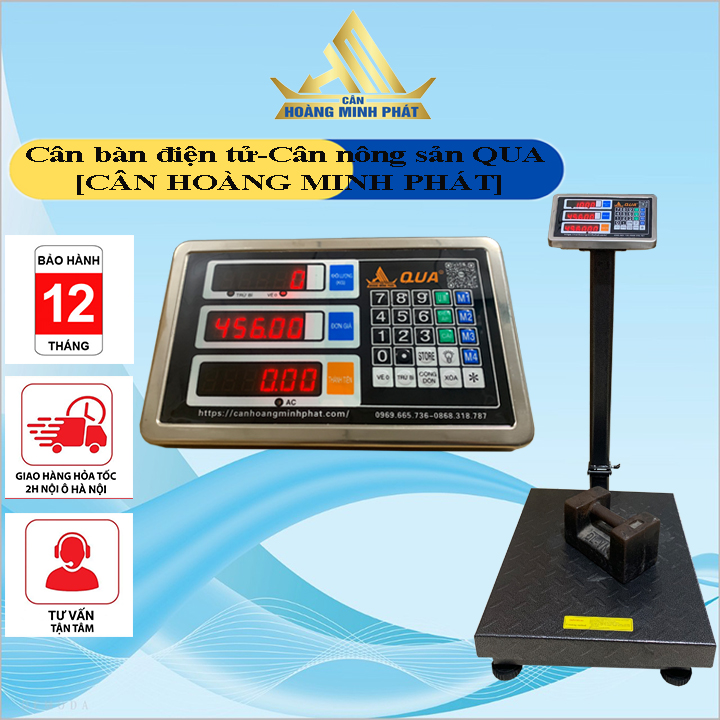 Cân Bàn Điện Tử Cân Hàng 300kg 150kg 100kg HOÀNG MINH PHÁT-QUA (Phím tiếng việt) giá rẻ, dùng để cân hàng hóa, đồ dùng [ CÂN HOÀNG MINH PHÁT ]
