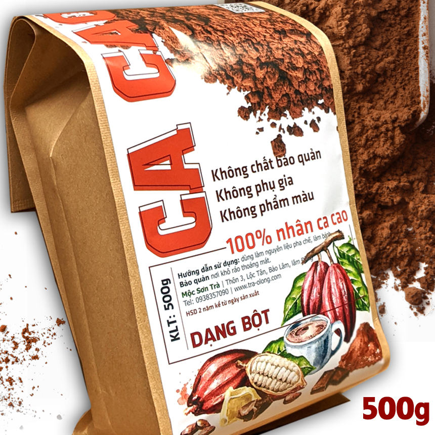 500g bột ca cao nguyên chất 100% mộc sơn chuẩn xuất khẩu