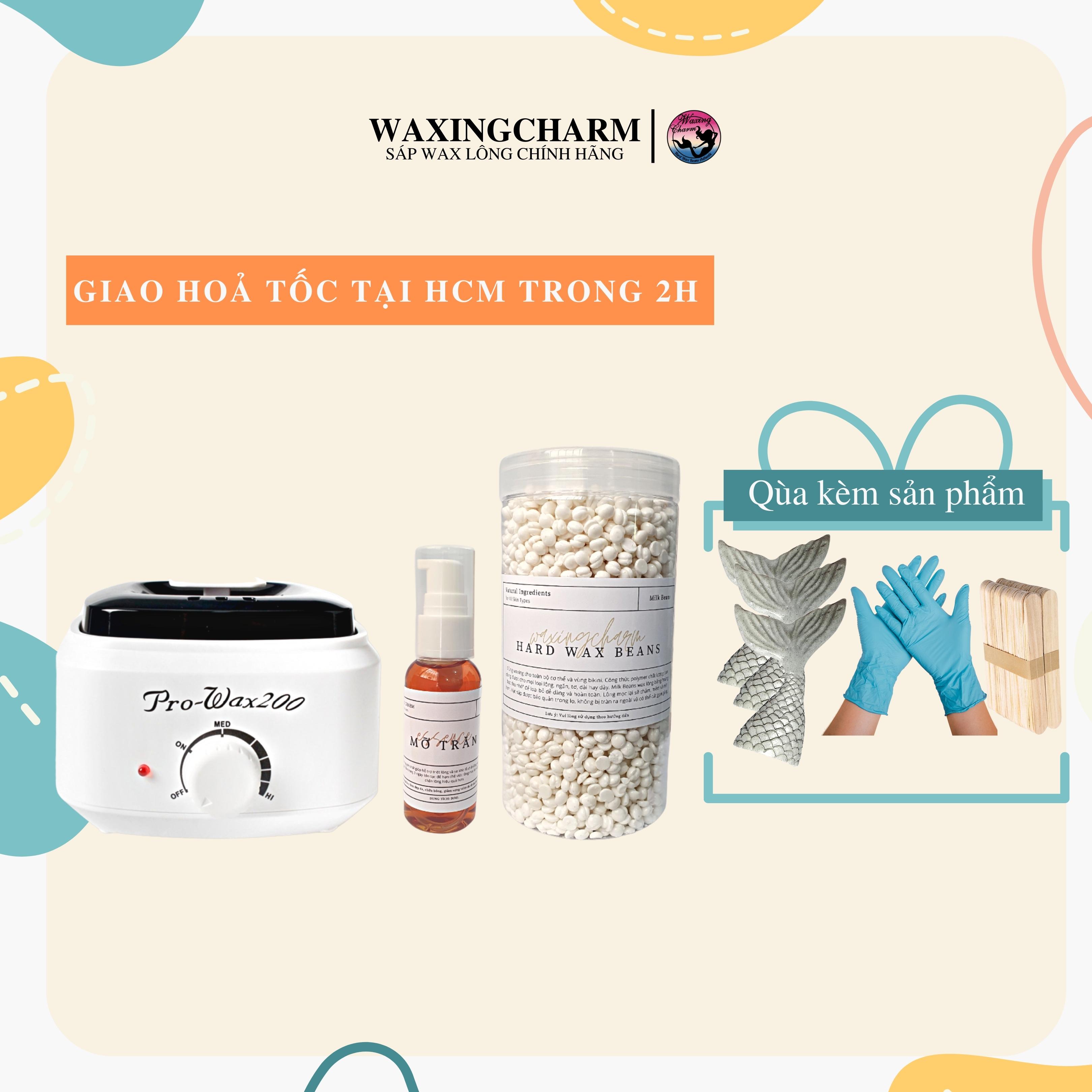 Combo máy nấu sáp prowax200 500gr sáp wax lông dành cho nách, body, bikini và 50ml mỡ trăn giúp tẩy lông triệt lông