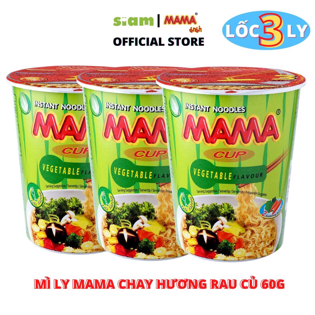 Lốc 3 ly - mì mama chay hương rau củ 60g
