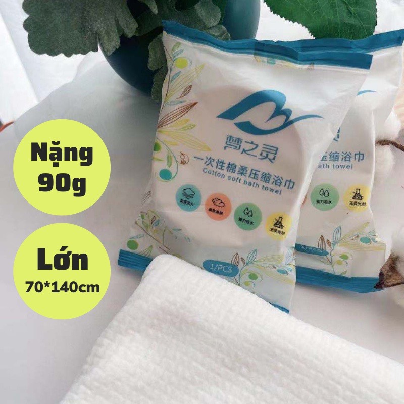 Khăn tắm nén dùng 1 lần, khăn nén tắm, khăn nén du lịch, khăn nén cotton lớn 70x140 thấm hút tốt - Happy Life 4U