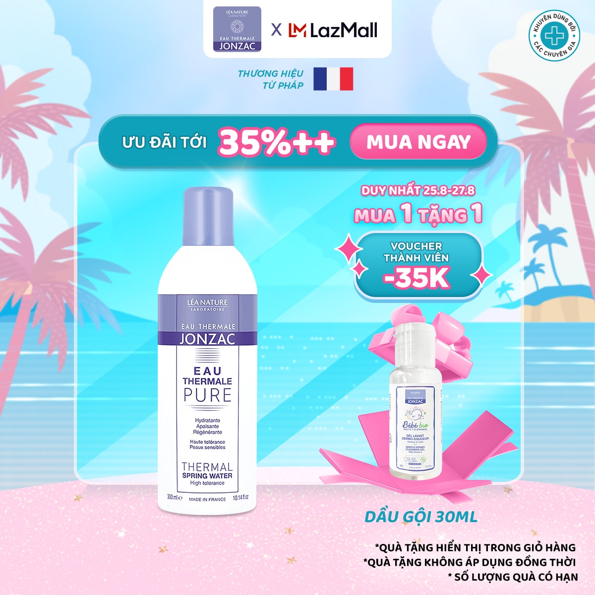 Xịt Khoáng Vô Trùng Jonzac Thermal Spring Water - Cấp Ẩm Và Nuôi Dưỡng Da 300ml