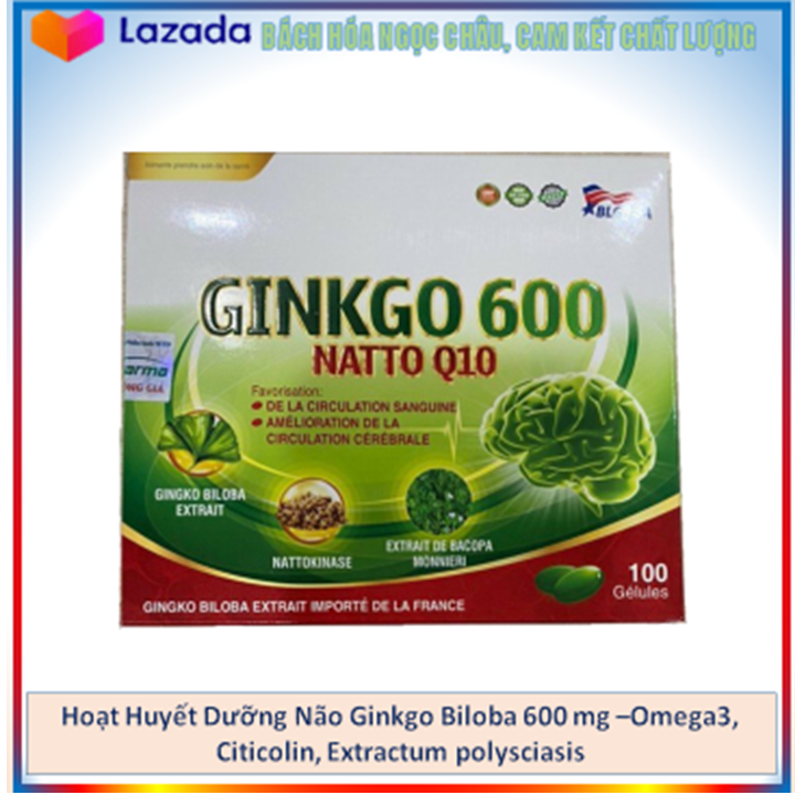 Hoạt Huyết Dưỡng Não Ginkgo Biloba 600 mg  Natto Q10 Rau Đắng Biển ( mã 02)