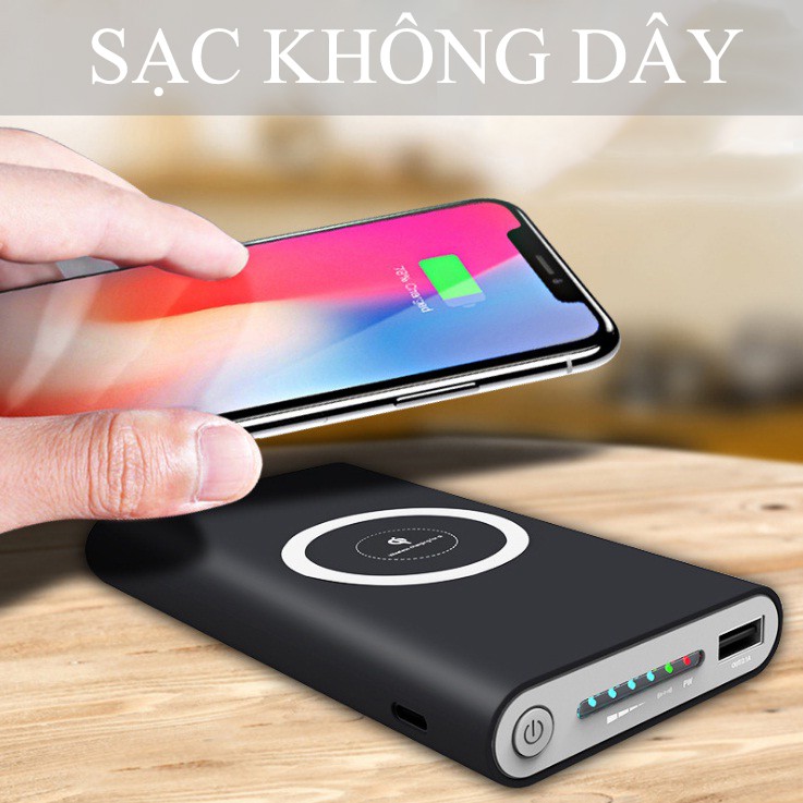[HCM]Pin Sạc Dự Phòng Không Dây Thông Minh Chuẩn QI Sạc Nhanh. PIN SẠC DỰ PHÒNG QI 20.000 MAH (2 TRONG 1) TÍCH HỢP SẠC KHÔNG DÂY VÀ CÓ DÂY