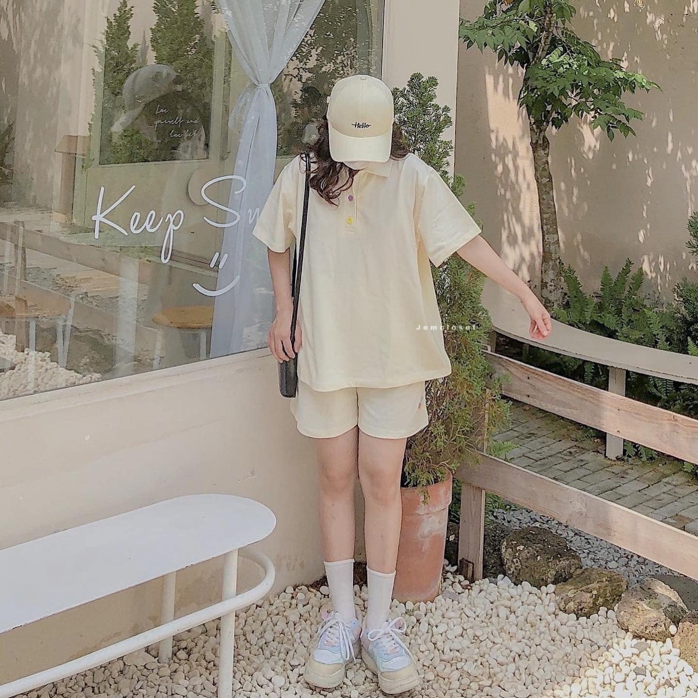 Set Đồ Nữ Đi Chơi JEM CLOSET Chất Vải Cá Sấu Set Bộ Nữ Quần Short Ống Rộng NOAL Phong Cách Hàn Quốc Style Nhẹ Nhàng 8128