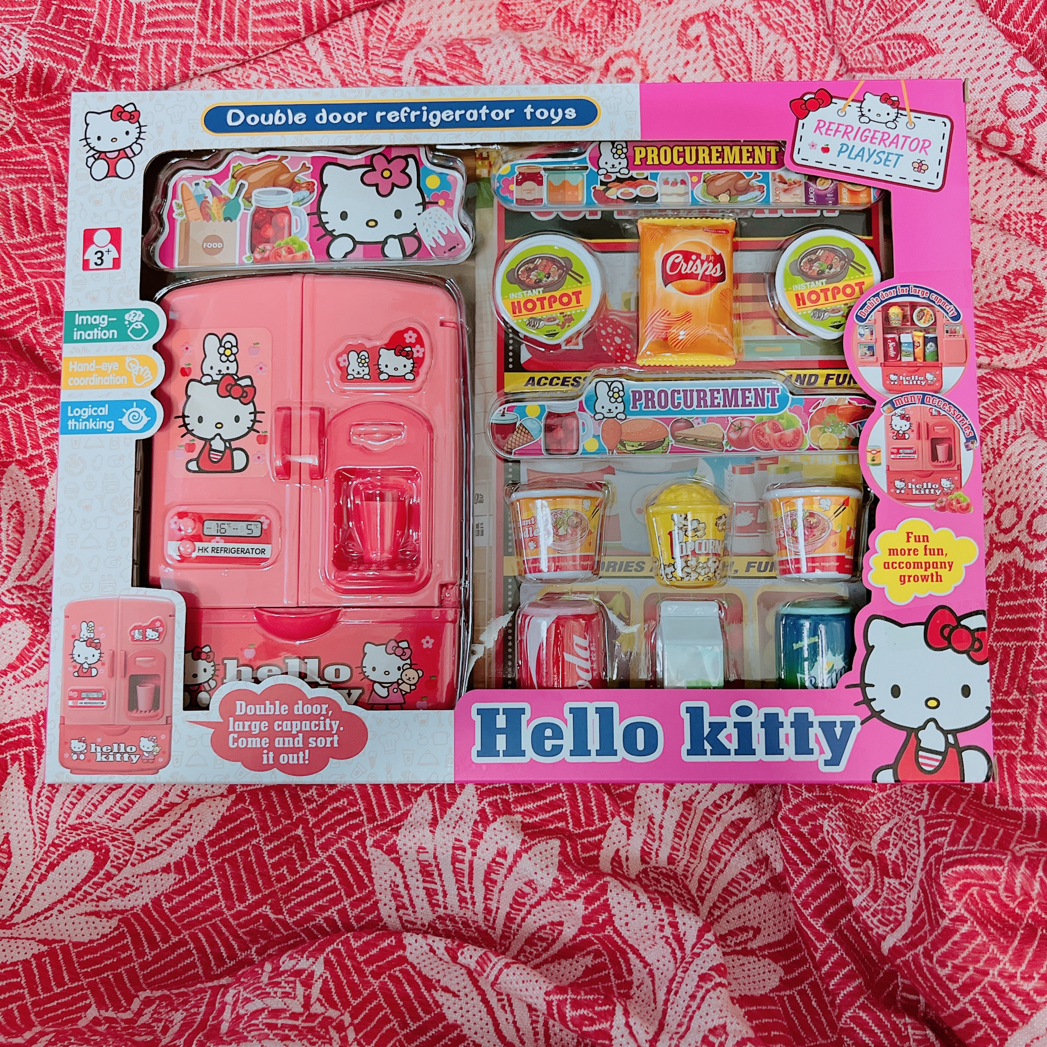 Tủ lạnh hello kitty MÀU HỒNG đồ chơi cho bé, đồ chơi đồ hàng nhựa abs loại 1 cho bé