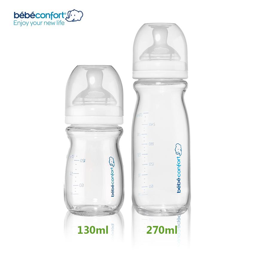 Bình sữa Thủy Tinh cổ rộng BeBeconfort 130ml - 270ml