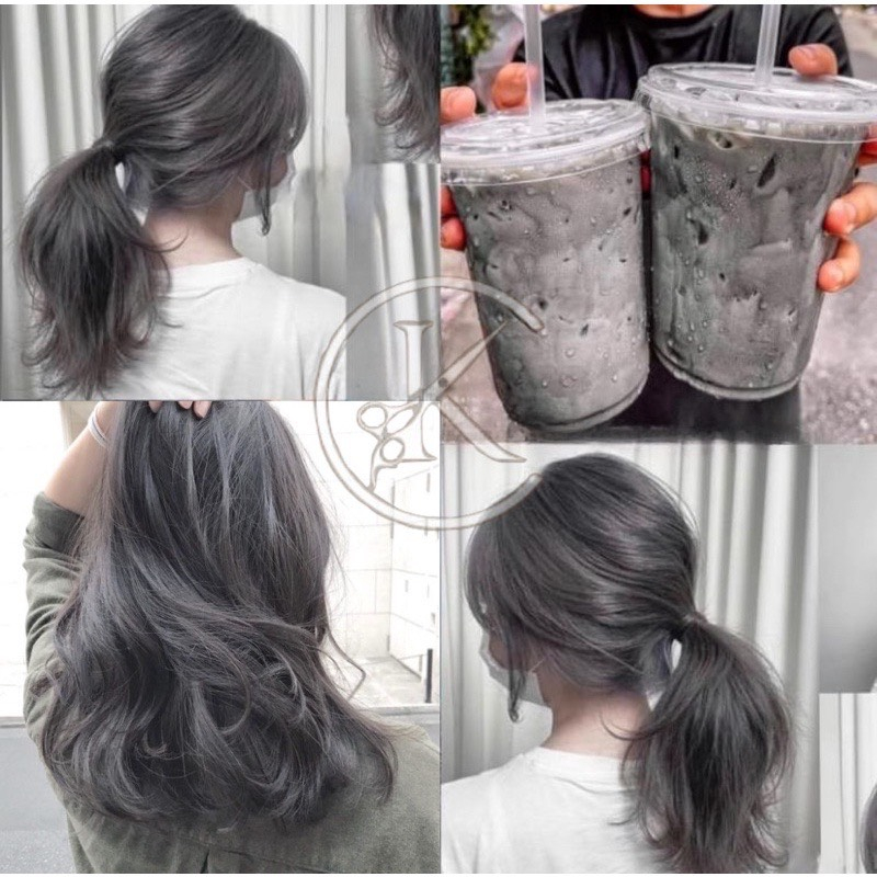 Thuốc Nhuộm Tóc Tại Nhà màu Than Chì Khói Tặng Kèm Oxy Trợ Nhuộm Không Cần