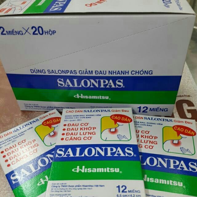 [HCM]SALONPAS DÁN GIẢM ĐAU NHỨC - Hộp 12 miếng