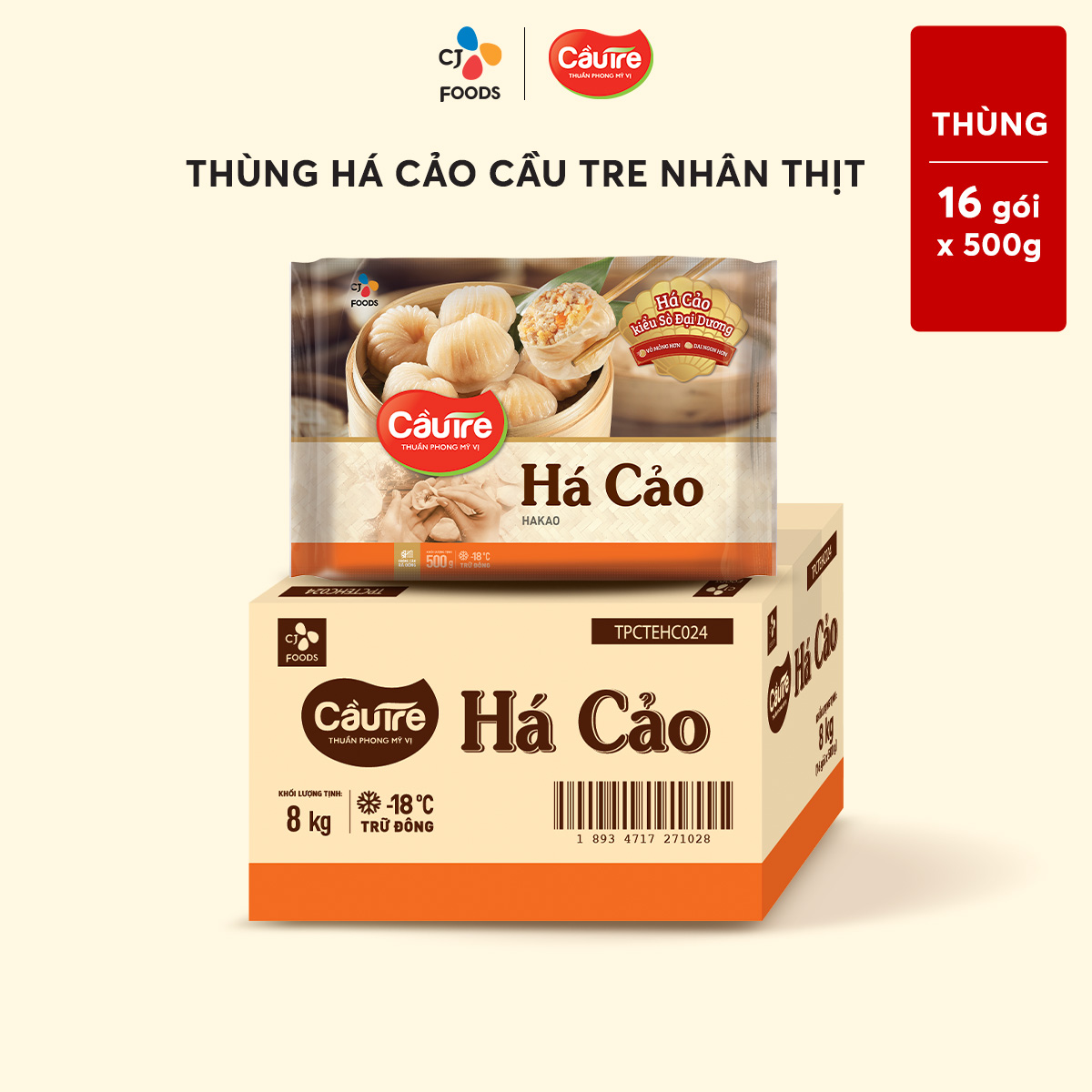 [Hỏa tốc] Thùng 16 gói Há cảo nhân Thịt 500g (code mới)