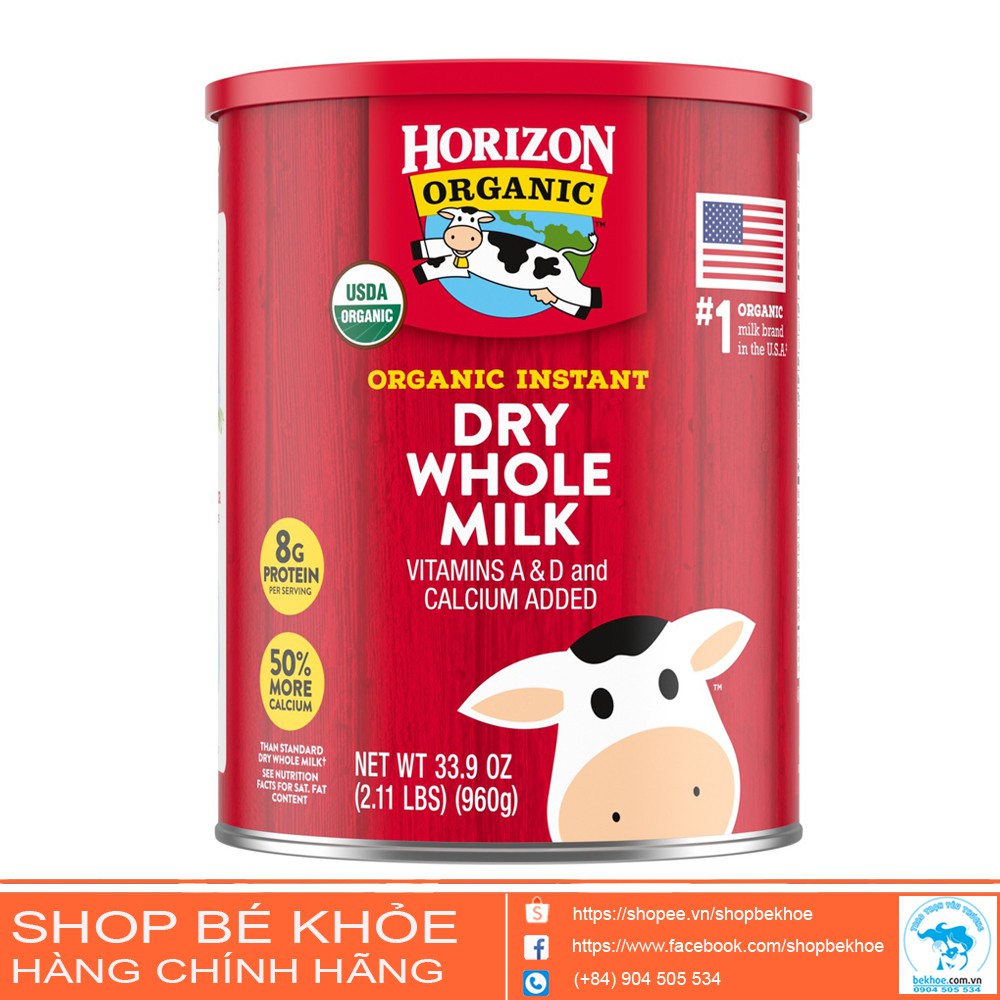 Sữa Horizon Organic Dry Whole Milk - Sữa tươi dạng bột hữu cơ Organic Horizon 870gr