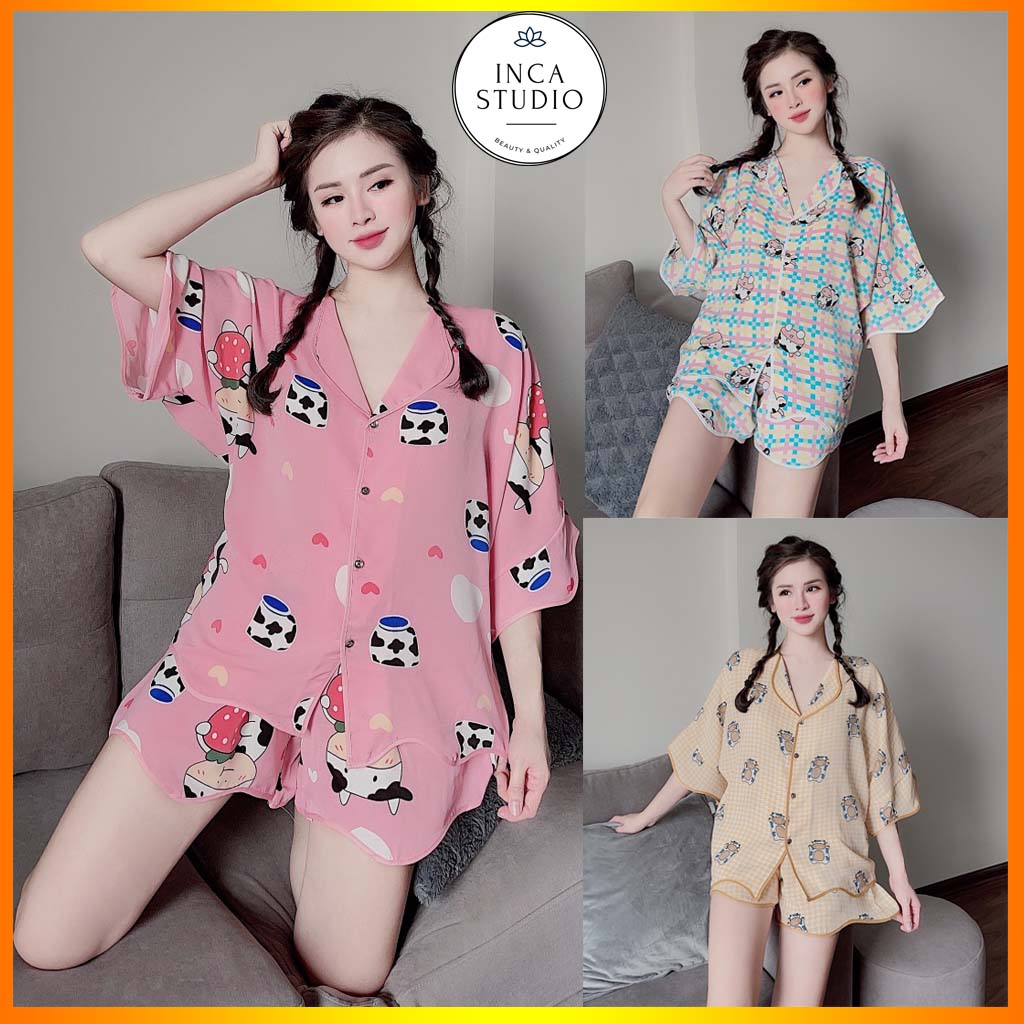 Đồ ngủ Pyjama lụa Mango cánh dơi INCA 06- Free size dưới 65kg, Lụa mango thoáng mát