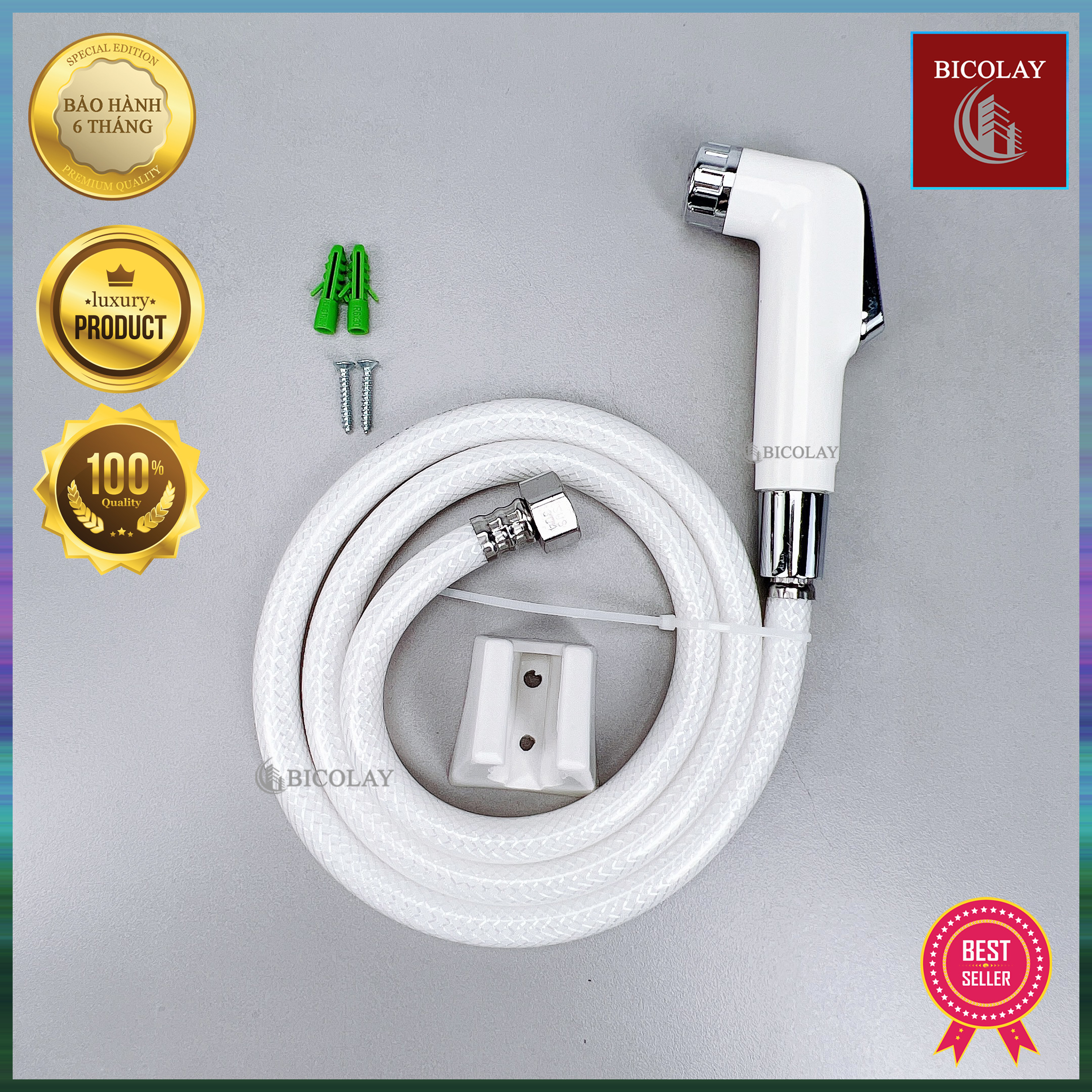 Tay âm bóp cực êm - xịt cực mạnh-bộ xịt nhựa vệ sinh cao cấp bicolay vx08 mẫu mới, vòi xịt vệ sinh