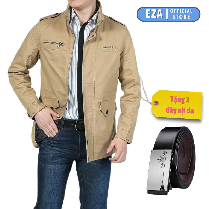 Áo Khoác Kaki [ Tặng dây nịt da ] Nam 2 Lớp Cao Cấp Chuẩn Form Thời Trang Ezafahion EZAK18