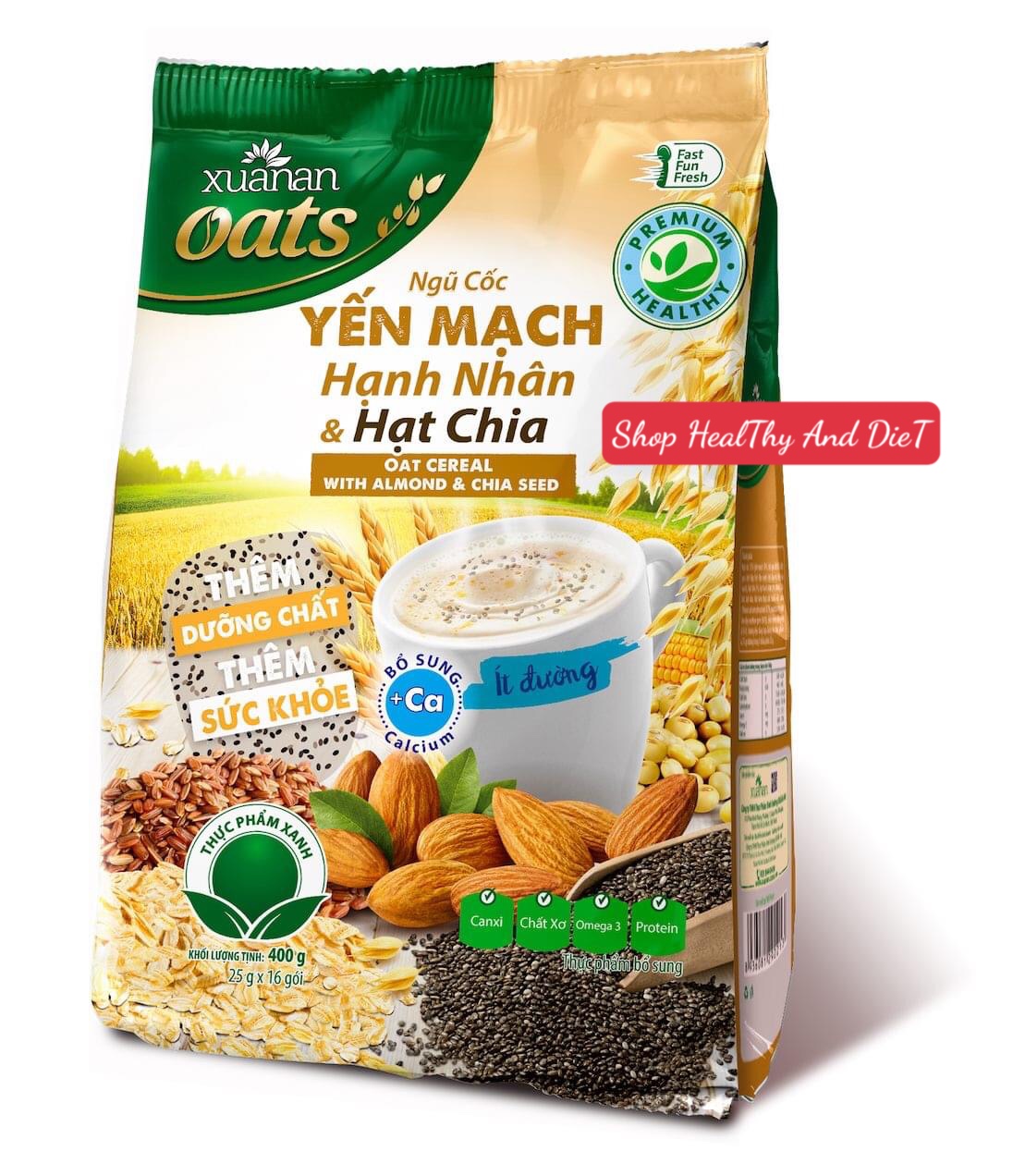 [DATE MỚI] Bột Ngũ Cốc Yến Mạch Hạnh Nhân Hạt Chia Xuân An Gói 400gr - Giảm Giá Ko Tăng KM