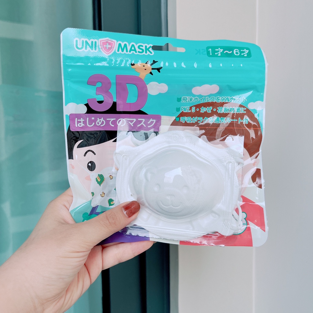Khẩu trang cho bé Uni Mask hình gấu - Khẩu trang 3d hình gấu cho trẻ em Uni Mask