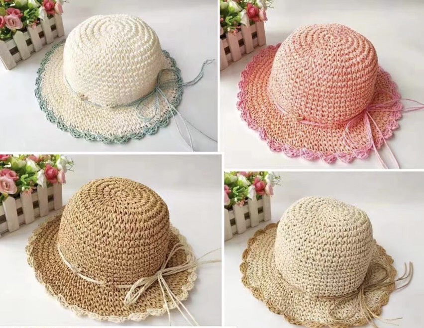 Mũ cói thắt nơ con ong chống nắng dễ thương đi biển đi chơi đi học cho bé 2-4 tuổi