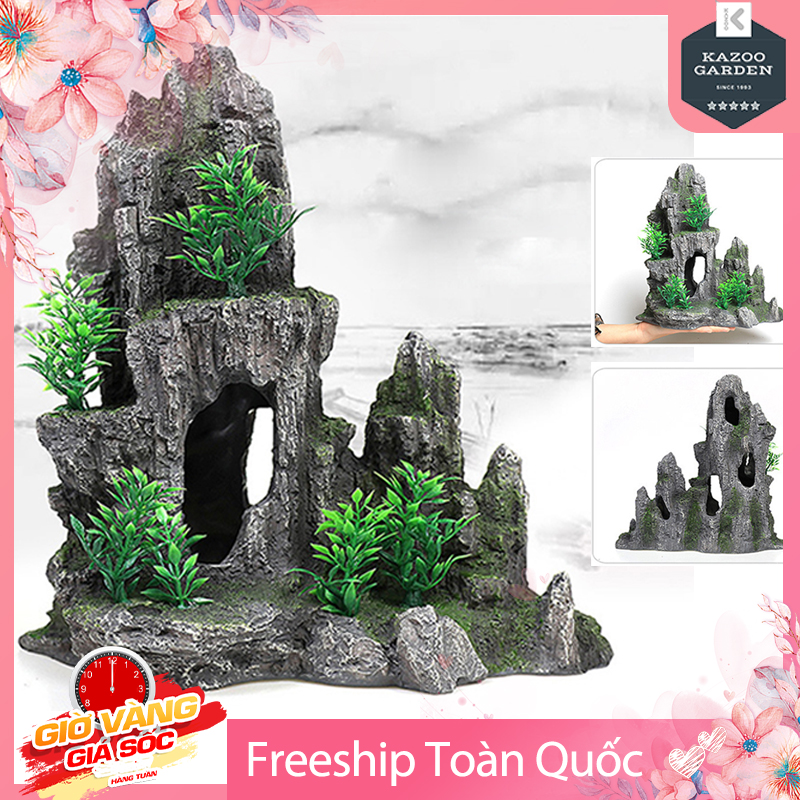 FREESHIP MAX 40K - Tiểu Cảnh Đá Non Bộ Mini KAZOO GARDEN Trang Trí Bể Cá Nhiều Mẫu Lựa Chọn Chất Liệu Nhựa Resin Giả Đá Siêu Bền