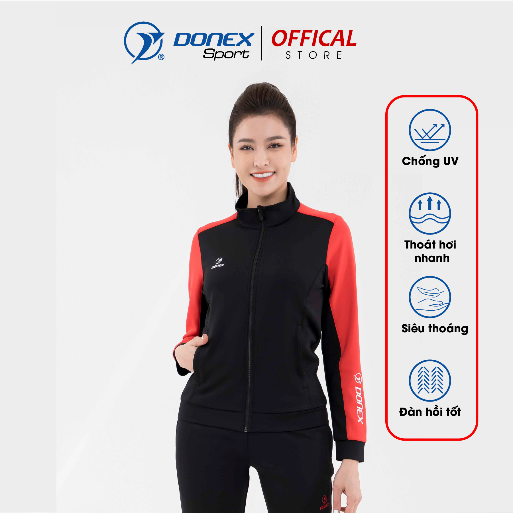 Áo khoác nỉ nữ Donexsport ADE-154 thể thao cao cấp, thiết kế trẻ trung