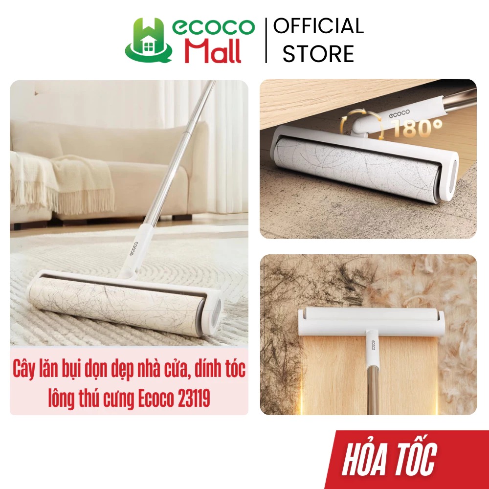 Cây lăn bụi ECOCO cán inox dài thế hệ mới lăn bụi sàn nhà làm sạch ga gối lông chó mèo thảm sofa 23119