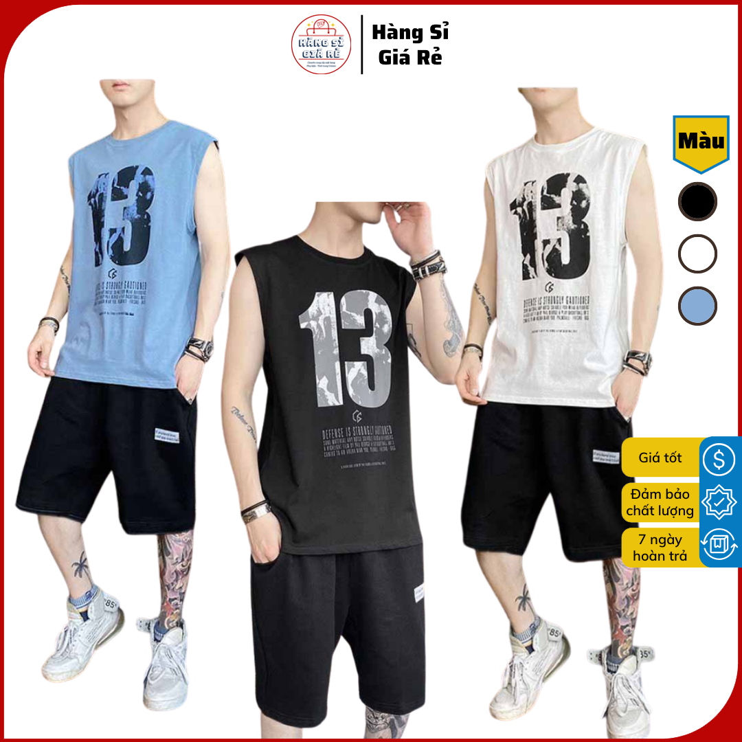 Set đồ bộ áo thun nam quần short thể thao, ĐỒ BỘ THỂ THAO 3 LỖ SÁT NÁCH, SET BỘ THỂ THAO IN HÌNH SỐ 13 SIÊU NGẦU TẬP GYM HAY ĐI CHƠI ĐỀU ĐẸP ,MẪU MỚI NHẤT