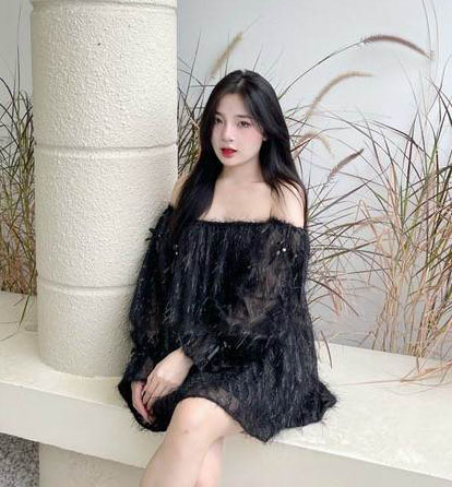 Đầm nữ trễ vai tay dài babydol lông vũ đính sang trọng quyến rũ HARI