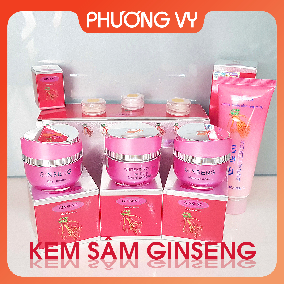[CHÍNH HÃNG] Bộ mỹ phẩm Ginseng nhân sâm, chuyên làm mờ nám, tàn nhang và dưỡng trắng da, kem nám Hàn Quốc, mỹ phẩm Ginseng.