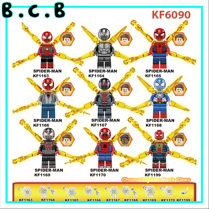 Đồ chơi lắp ráp minifigure nhân vật siêu anh hùng Spider Man/ Minifigs Marvels/ DC người nhện mạ vàng đuôi - Đồ chơi lắp ráp minifigures và mô hình lắp ráp sáng tạo KF6090