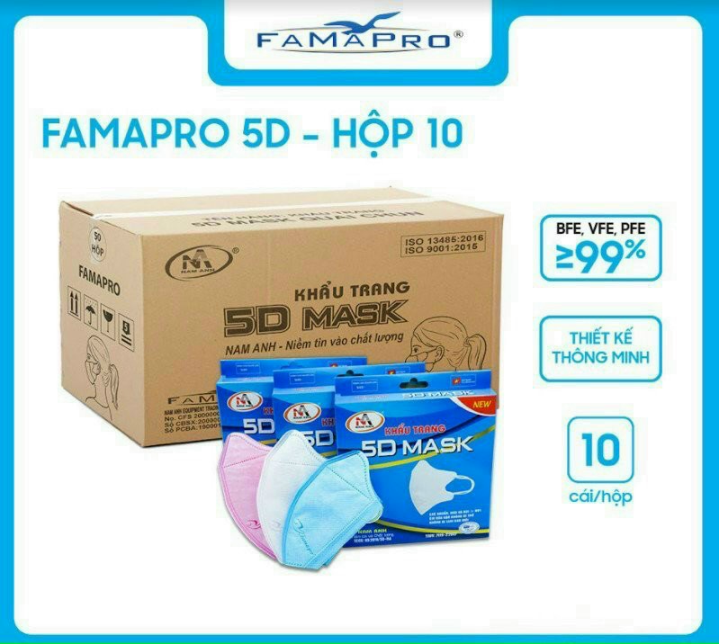 100 chiếc khẩu trang 5D Nam Anh hàng chính hãng