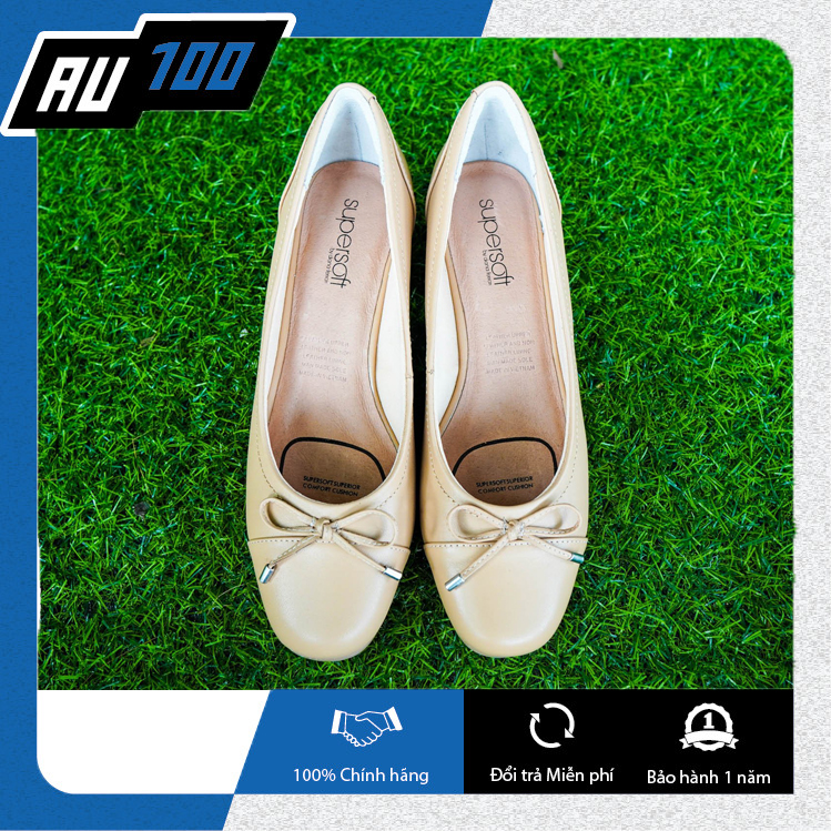 [AU100] Giày Supersoft da thật màu nude[ Giày supersoft chính hãng đi không bị đau chân] (Made in Vietnam)