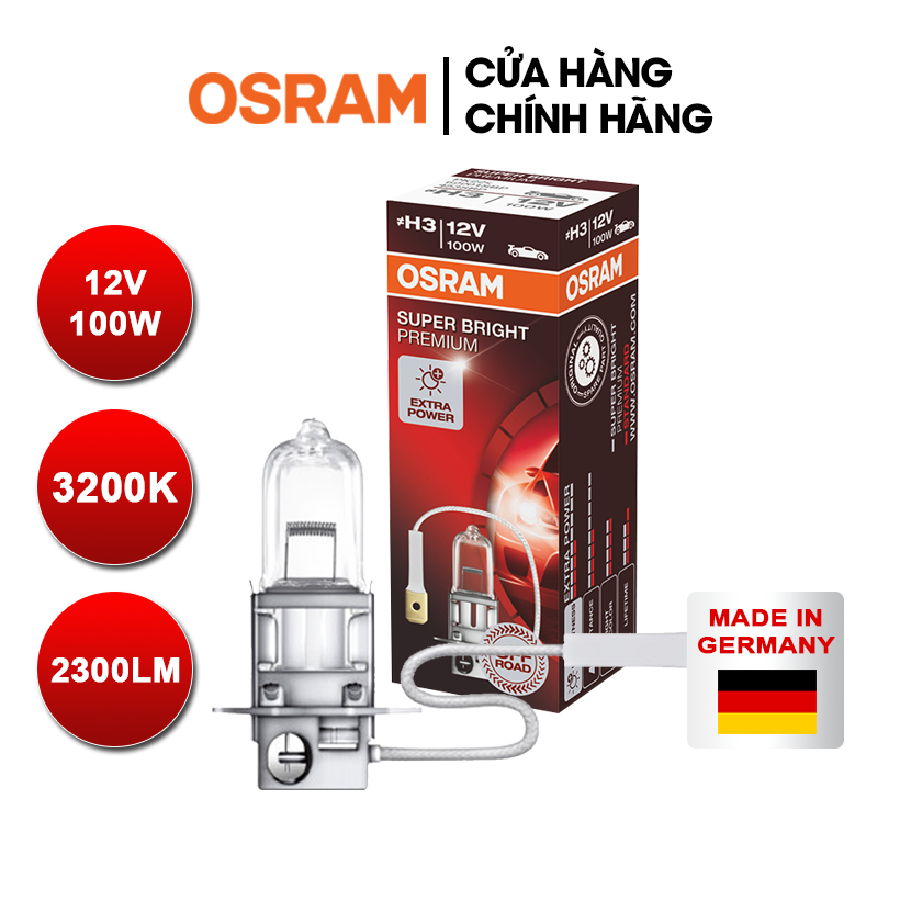 Bóng đèn halogen osram super bright premium h3 12v 100w - nhập khẩu chính hãng