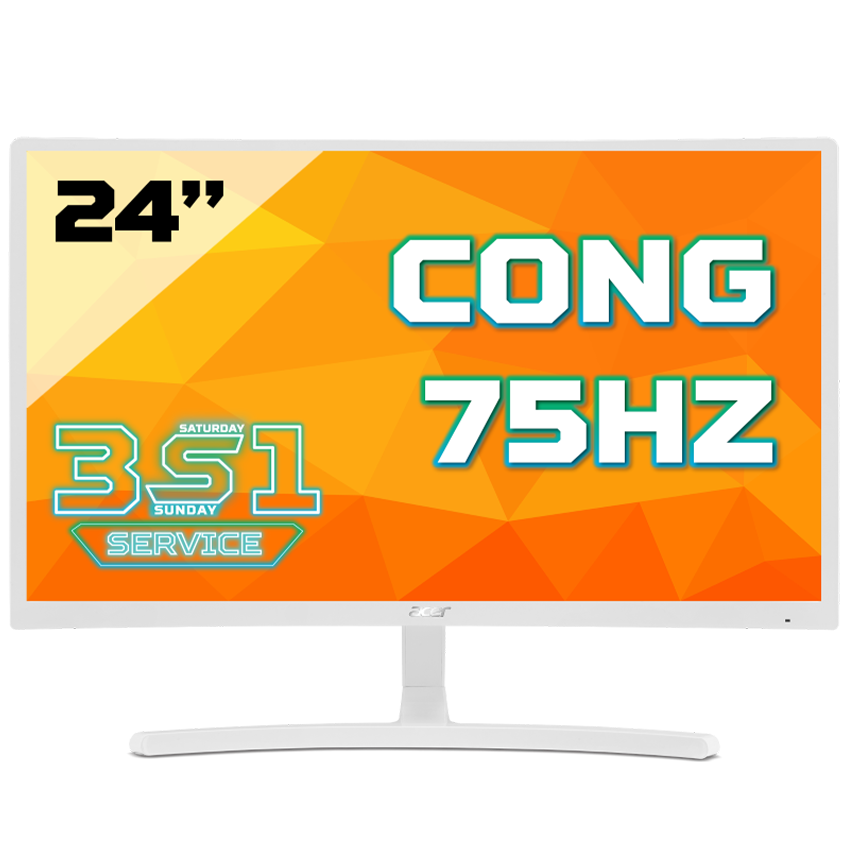 [trả góp 0%]màn hình acer ed242qr (23.6 /fhd/75hz/250 cd/m²/vga+hdmi/led/ips/màu trắng)