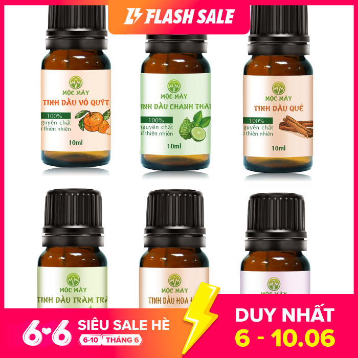 Tinh dầu thiên nhiên nguyên chất chai 10ml Mộc Mây - sả chanh/ Bưởi/ bạc hà/ Hoa Lài/ Oải hương/ Hoa Hồng/ Tràm huế/ Gừng/ Cam/ Quế/ Lavender