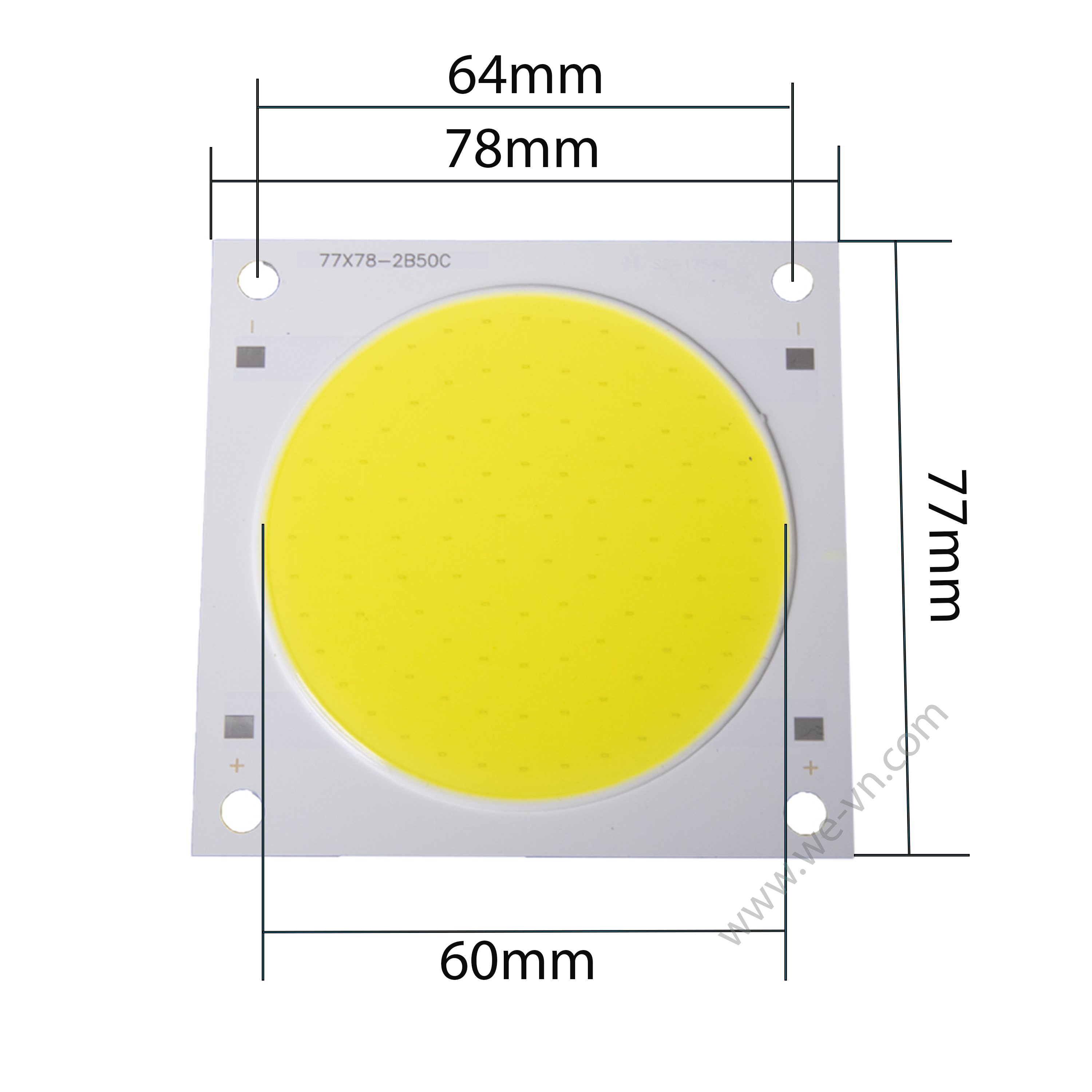 Chip led cob kích thước 77x78mm cho đèn 8077