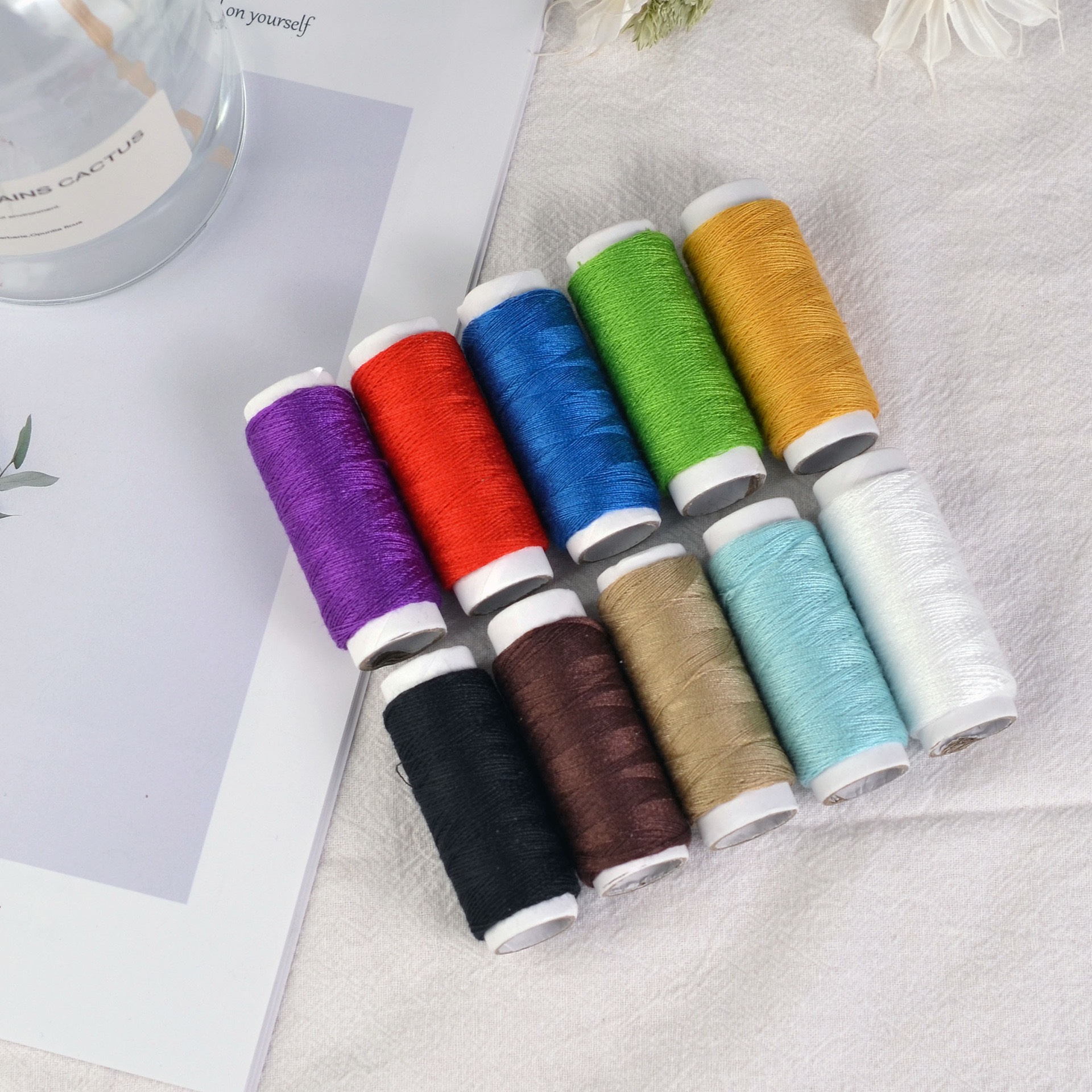 Chỉ may quần áo nhiều màu 1 set 10 cuộn 10 màu