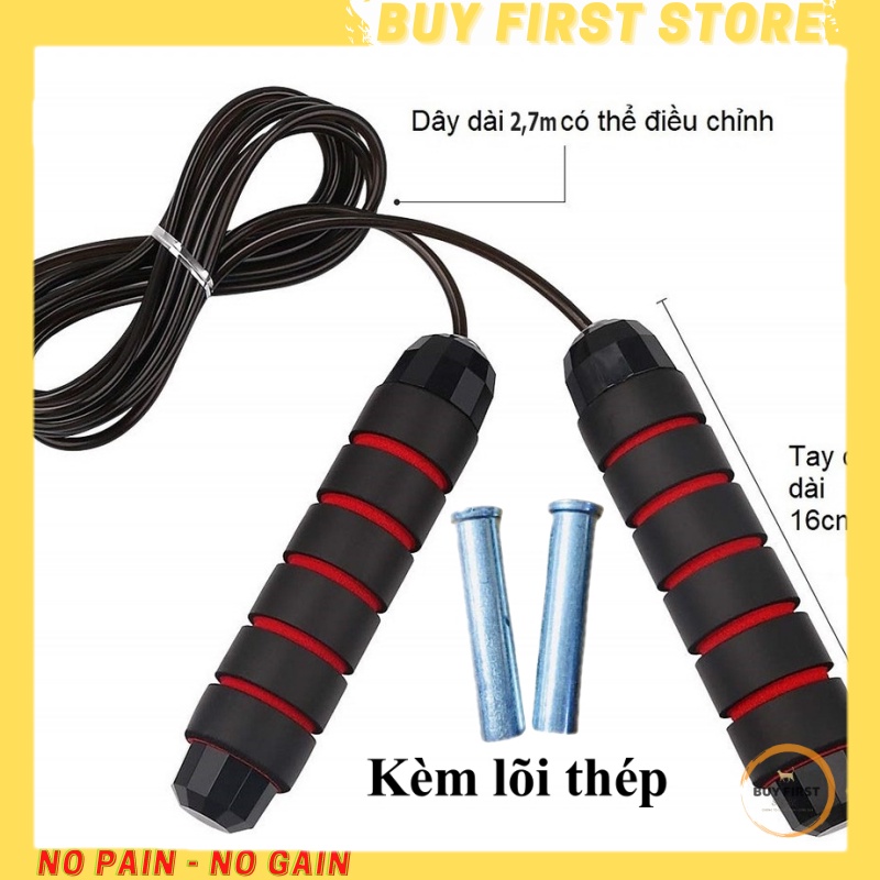 HCM | Dây nhảy lõi thép tập thể lực có tạ sắt hỗ trợ giảm cân, tập thể dục tại nhà - Dụng cụ thể thao BFS 2021