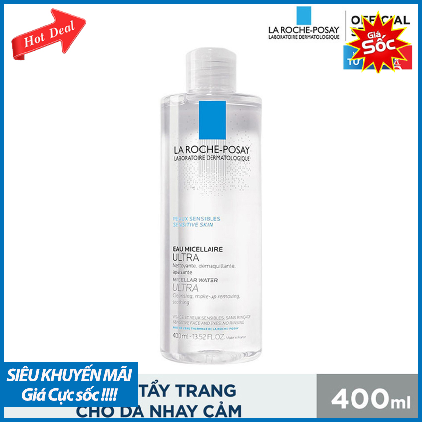 [ HÀNG SIÊU CHẤT ] Nước Tẩy Trang Làm Sạch Sâu La Roche-Posay 400ML; Làm Sạch Sâu Vượt Trội; Loại Bỏ Lớp Trang Điểm, Bã Nhờn Và Các Hạt Bụi Siêu Nhỏ Có Trong Môi Trường
