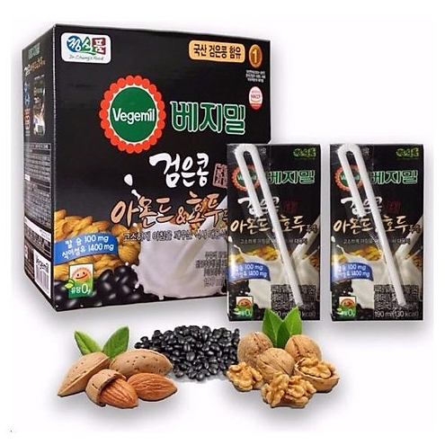 Sữa Đậu Đen Óc Chó Hạnh Nhân Vegemil (190ml/ hộp) Lốc 16 hộp (Date: 21.11.2022)