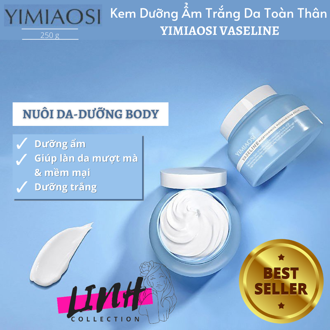 Kem Dưỡng Ẩm Trắng Da Toàn Thân YIMIAOSI VASELINE 250g thẩm thấu nhanh giúp da mượt mà mềm mịn không nhờn rít bết dính