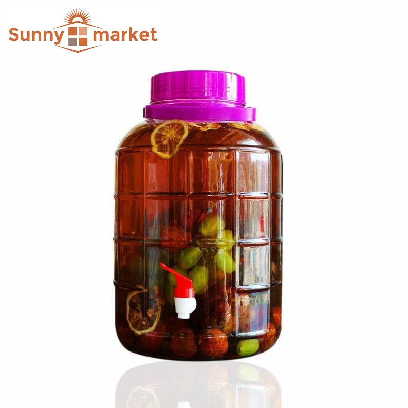 Bình thuỷ tinh ngâm rươu sâm có quai xách có van 20 lít