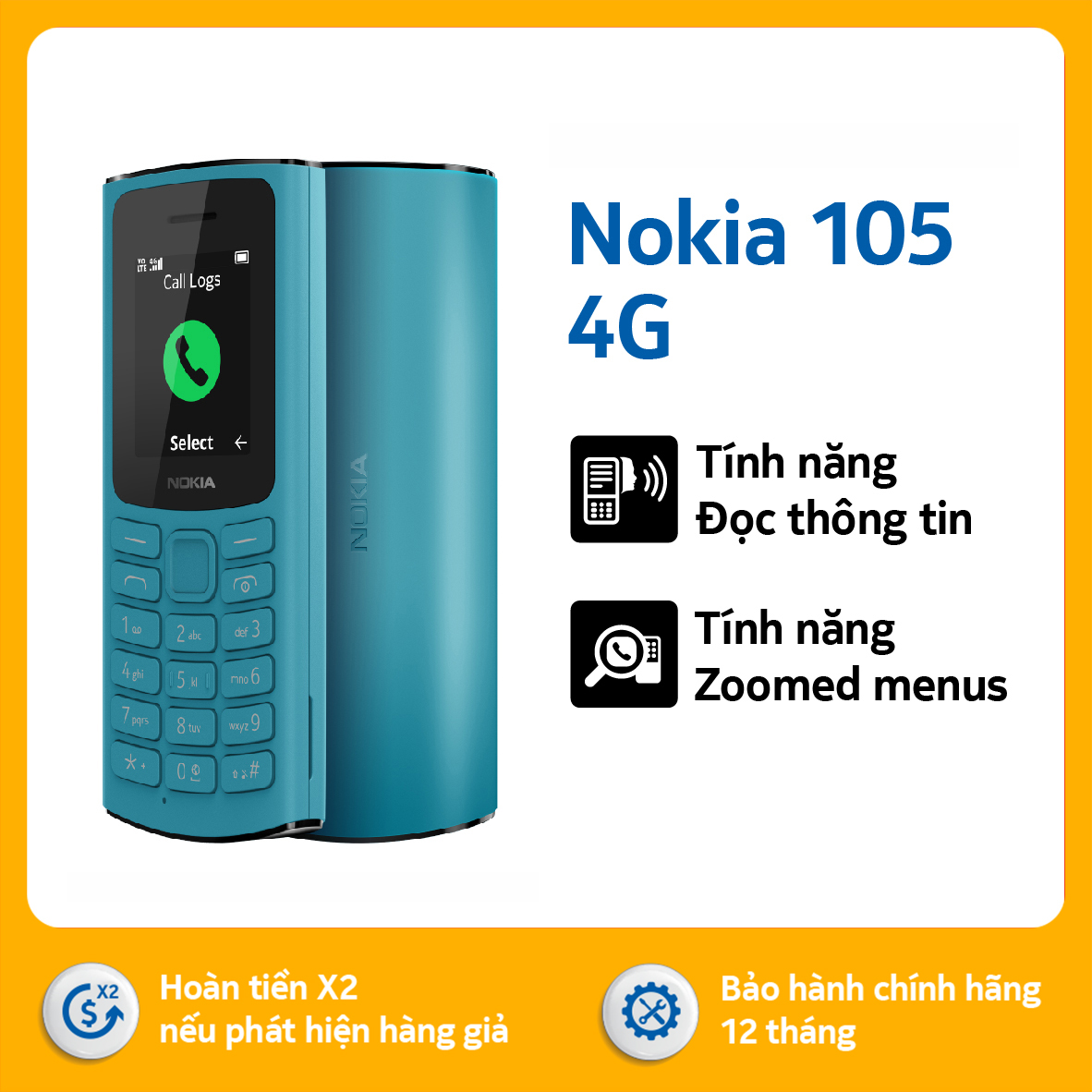 Điện thoại Nokia 105 4G - Hàng chính hãng