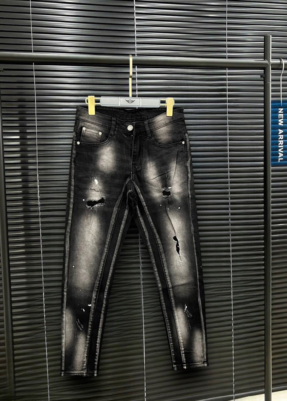 Quần jean nam 2 đáy Cao Cấp phối rách xước nhẹ chất jean dày dặn mẫu mới hottrend H99_STORE