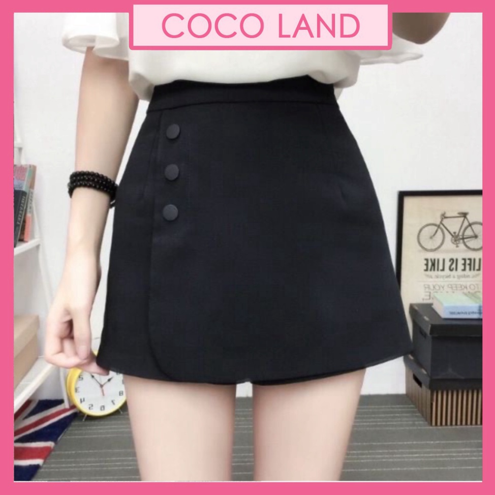 Quần váy phối cúc siêu hot ulzzang nữ tính, mầu đen, trắng, be, nâu tây, cocoland