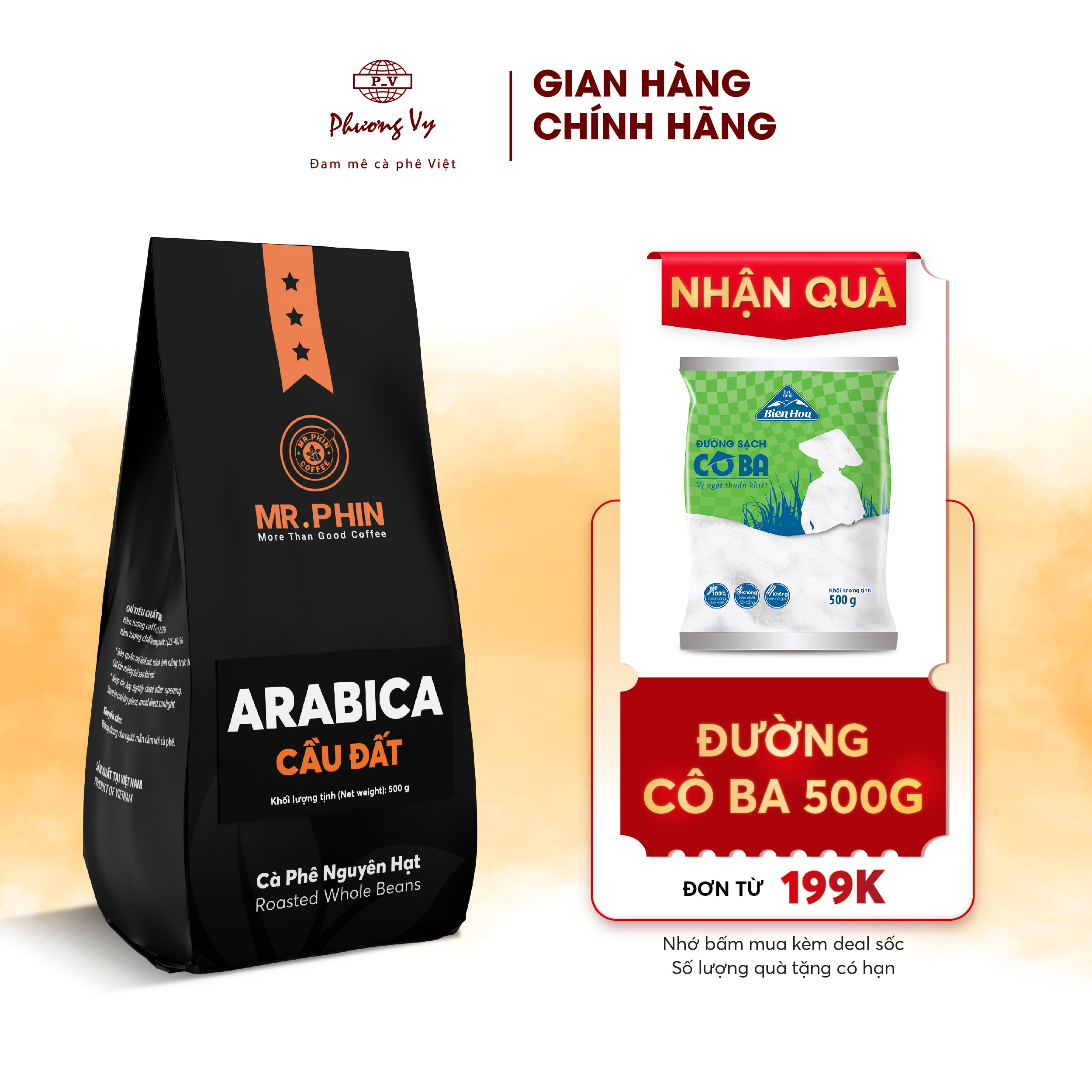 Cà Phê Nguyên Chất Arabica Cầu Đất 500g chua thanh, hậu ngọt, Mr. Phin Coffee